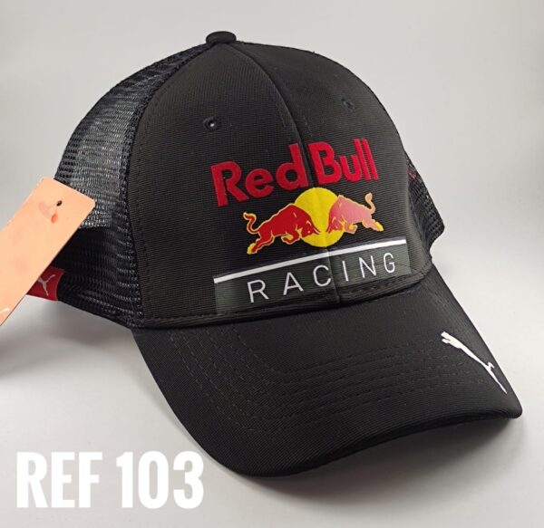 Gorra Deportiva Racing - Redbull - Negro Malla - Ajuste Plastico