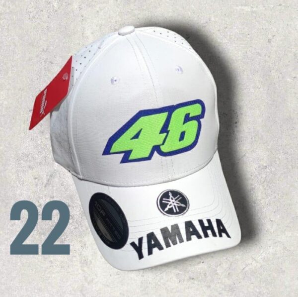 Gorra Deportiva Racing - Yamaha 46 - Blanca Flex - Ajuste Hebilla