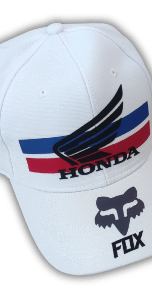 Gorra Deportiva Racing - Honda lineas azul rojo - Blanco Flex - Ajuste Hebilla