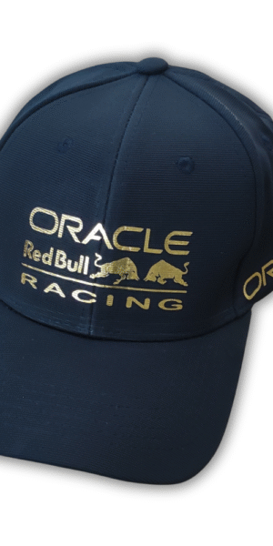 Gorra Deportiva Racing - Redbull Oracle Dorado - Azul Oscuro Flex - Ajuste Hebilla