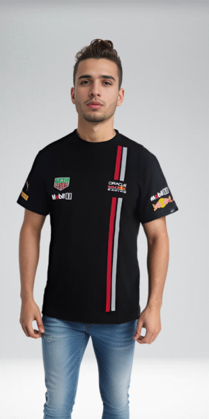 Camiseta Racing - Pum Oracle Redbull Lineas Laterales - Negro