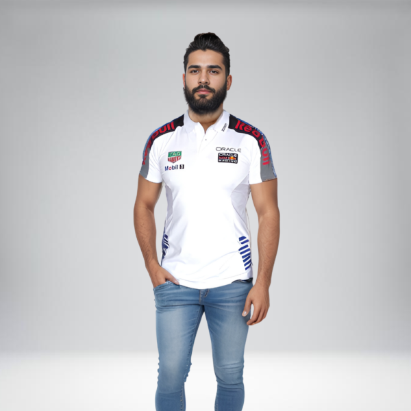Polo Racing Combinada - Redbull Franjas Laterales - Blanco B.N.G