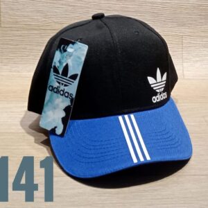Gorra Clasica - Adi Clasico lineas - Negro Visera Azul Rey - Ajuste Hebilla
