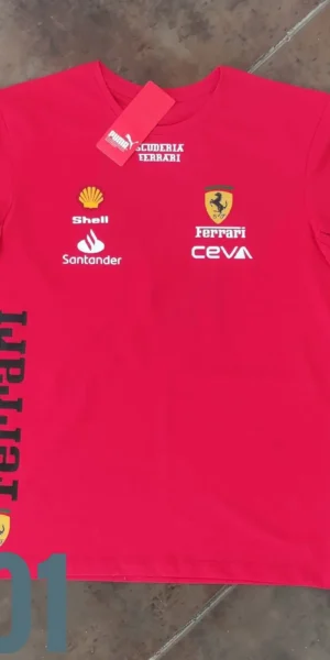 Camiseta Racing - Ferrari Negro Lateral - Rojo