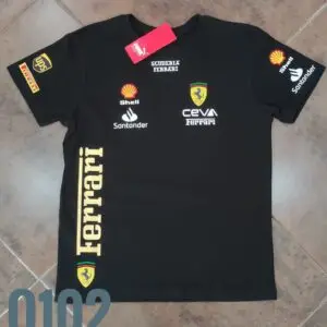 Camiseta Racing - Ferrari Dorado Lateral - Negro