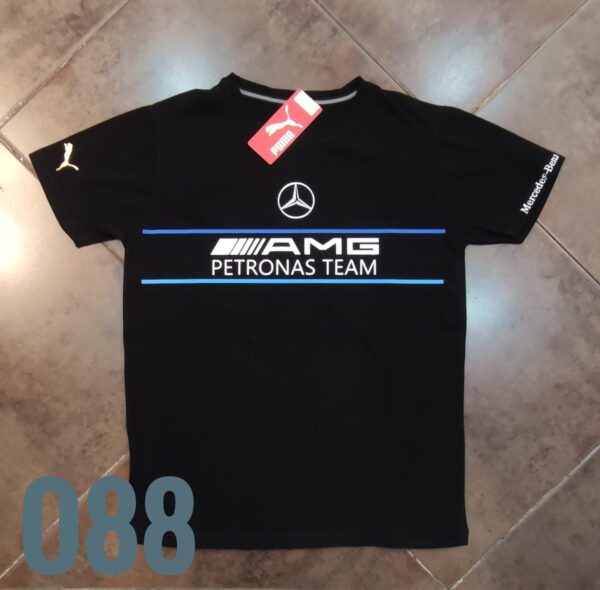 Camiseta Racing - AMG Lineas Azules Horizontal - Negro