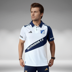 Polo Curva - Millonarios F.C. Diagonal - Blanco/Azul Oscuro
