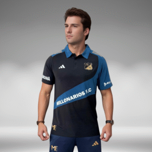 Polo Curva - Millonarios F.C. Diagonal - Negro/Azul Petroleo