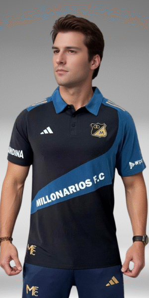 Polo Curva - Millonarios F.C. Diagonal - Negro/Azul Petroleo