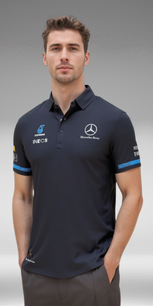 Polo Premium - Mercedes Benz Lineas mangas - Negro