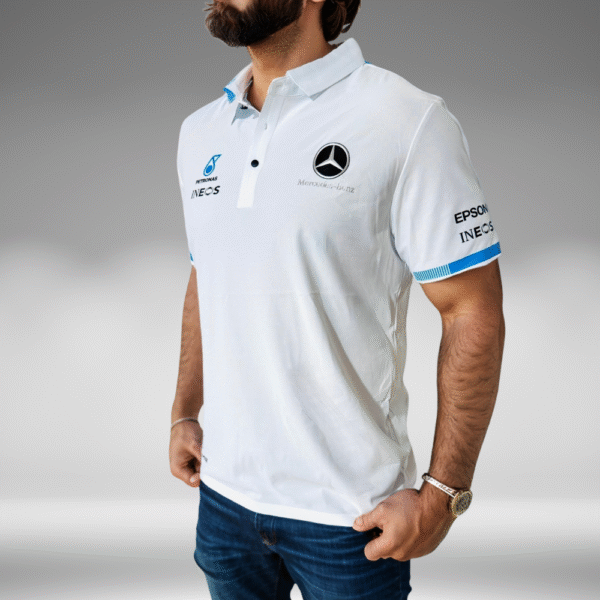 Polo Premium - Mercedes Benz Lineas mangas - Blanco - Image 2