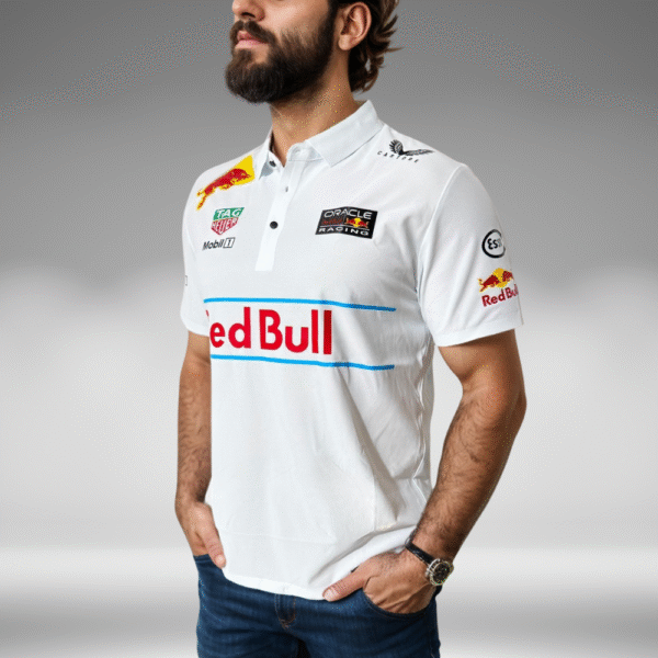 Polo Premium - Redbull Lineas Horizontales Frente - Blanco - Image 2