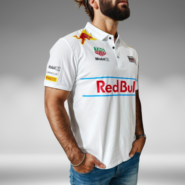 Polo Premium - Redbull Lineas Horizontales Frente - Blanco - Image 3