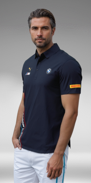 Polo Premium - BMW Lineas Lateralez Frente - Negro
