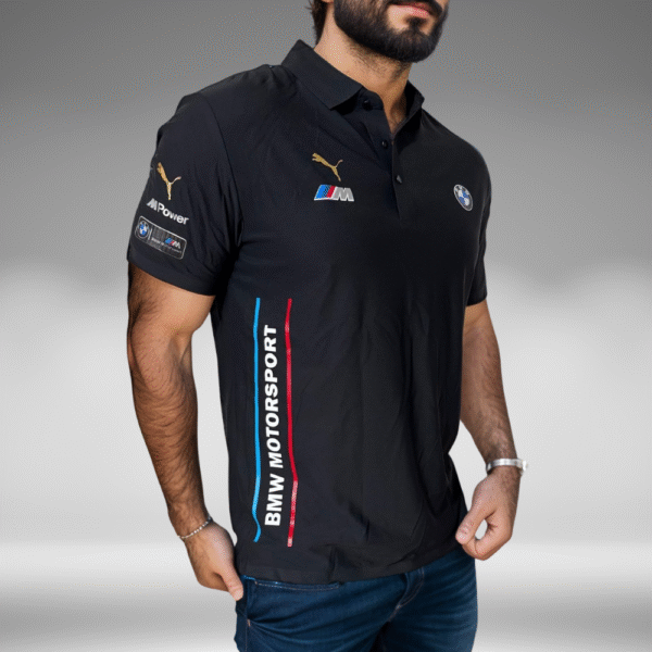 Polo Premium - BMW Lineas Lateralez Frente - Negro - Image 2