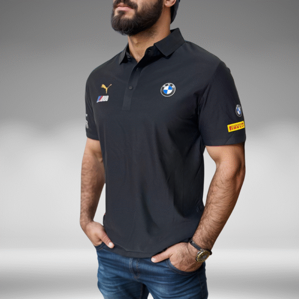 Polo Premium - BMW Lineas Lateralez Frente - Negro - Image 3