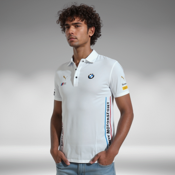 Polo Premium - BMW Lineas Laterales Frente - Blanco - Image 2