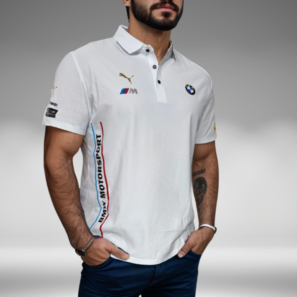 Polo Premium - BMW Lineas Laterales Frente - Blanco - Image 3