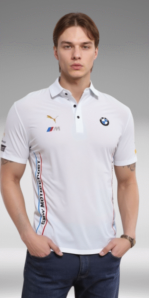 Polo Premium - BMW Lineas Laterales Frente - Blanco
