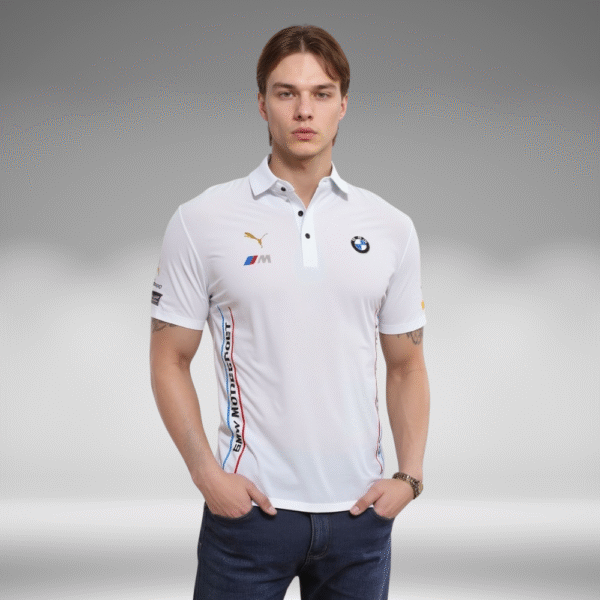 Polo Premium - BMW Lineas Laterales Frente - Blanco