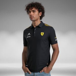 Polo Premium - Ferrari Lineas Hombros - Negro