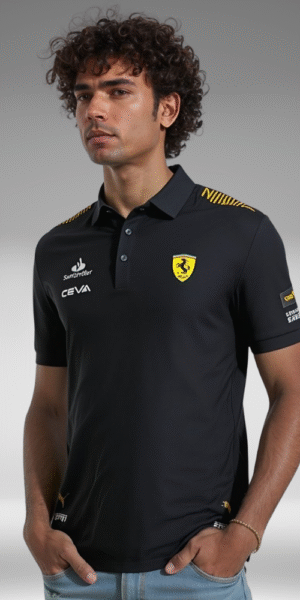 Polo Premium - Ferrari Lineas Hombros - Negro