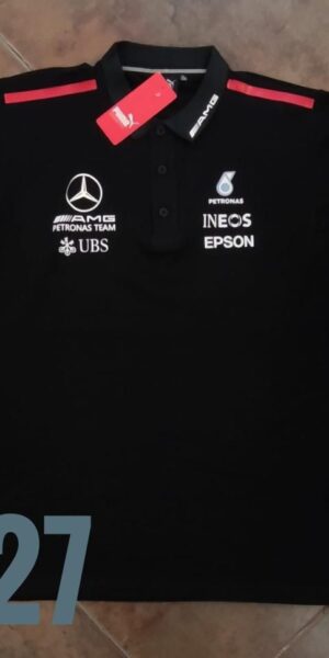 Polo Racing - Mercedes Benz Lineas Rojas Hombros - Negro