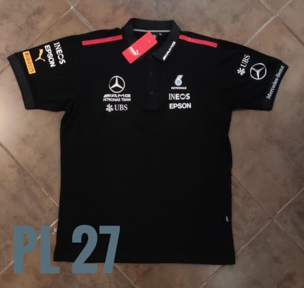 Polo Racing - Mercedes Benz Lineas Rojas Hombros - Negro