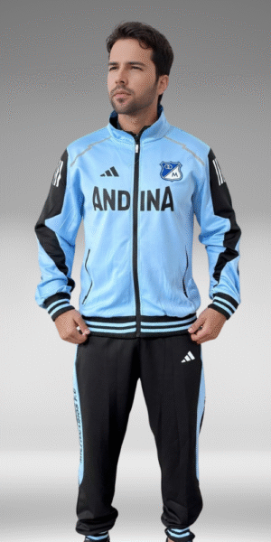 Sudadera Rib - Millonarios - Negro / Azul Claro