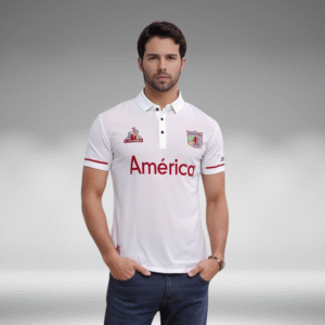 Polo Premium - America Lineas Mangas - Blanco