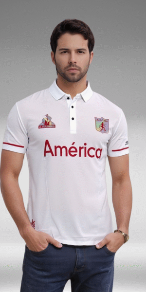 Polo Premium - America Lineas Mangas - Blanco