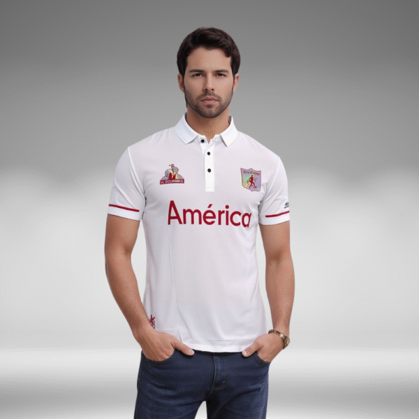 Polo Premium - America Lineas Mangas - Blanco