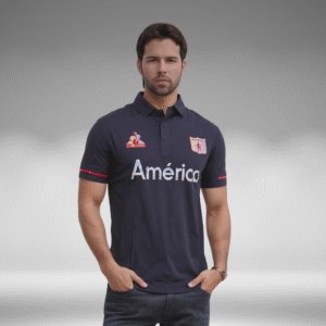 Polo Premium - America Lineas Mangas - Negro