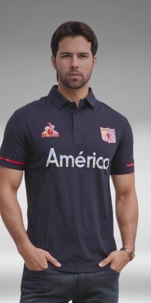 Polo Premium - America Lineas Mangas - Negro