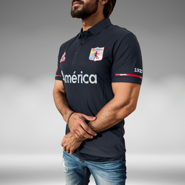 Polo Premium - America Lineas Mangas - Negro - Image 2
