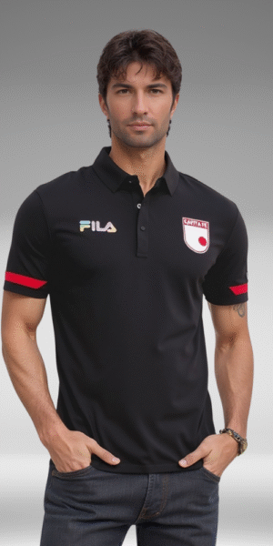 Polo Premium - Santa Fe Lineas Mangas - Negro