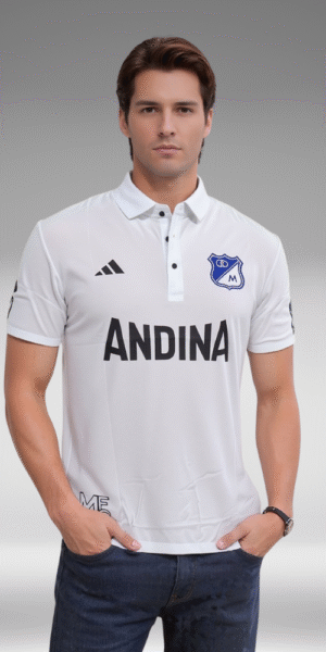 Polo Premium - Millonarios Lineas Mangas - Blanco