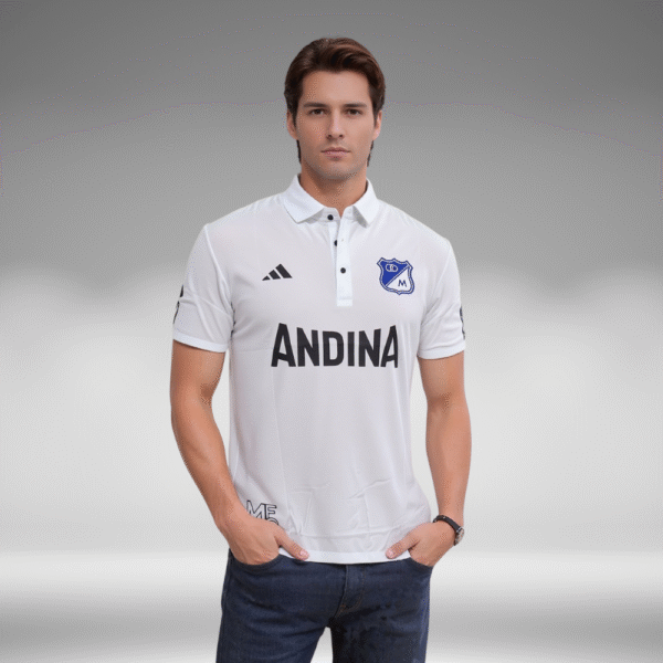 Polo Premium - Millonarios Lineas Mangas - Blanco