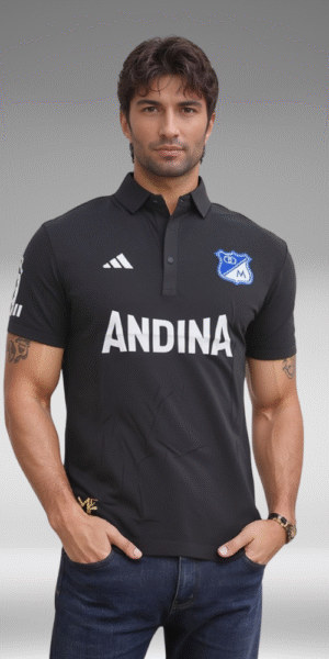 Polo Premium - Millonarios Lineas Mangas - Negro