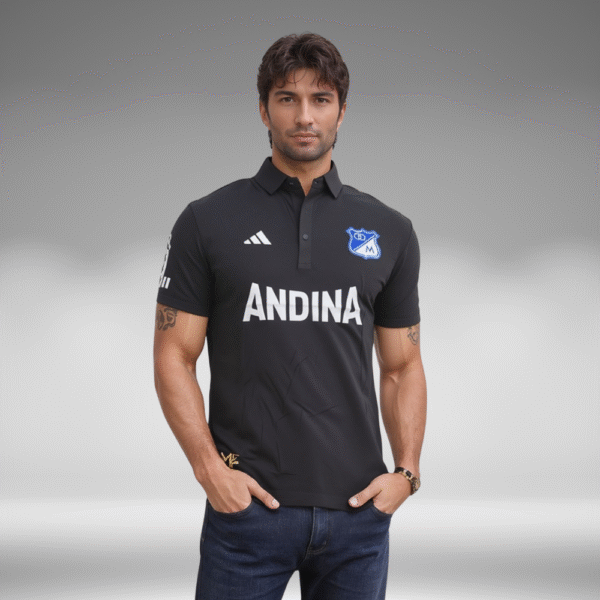 Polo Premium - Millonarios Lineas Mangas - Negro