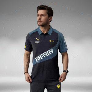 Polo Curva - Ferrari Diagonal - Negro/Verde Oscuro