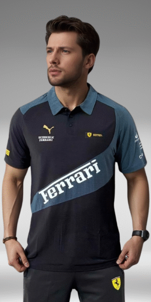 Polo Curva - Ferrari Diagonal - Negro/Verde Oscuro