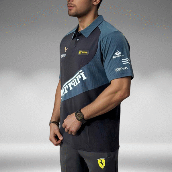 Polo Curva - Ferrari Diagonal - Negro/Verde Oscuro - Image 2