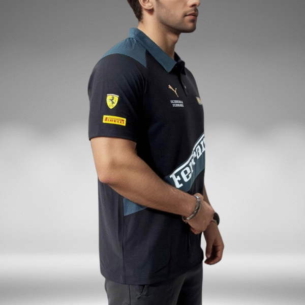 Polo Curva - Ferrari Diagonal - Negro/Verde Oscuro - Image 3
