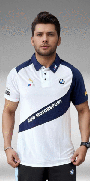 Polo Curva - BMW Motorsport - Blanco/Azul Oscuro