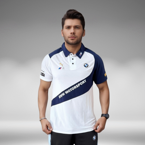 Polo Curva - BMW Motorsport - Blanco/Azul Oscuro