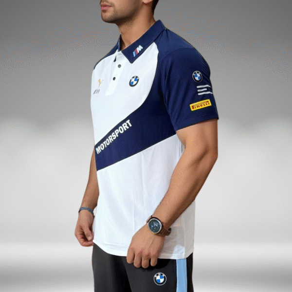 Polo Curva - BMW Motorsport - Blanco/Azul Oscuro - Image 3