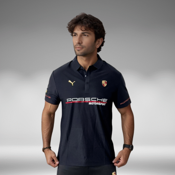 Polo Premium - Porsche Lineas Mangas - Negro