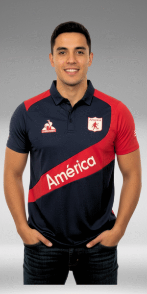 Polo Curva - America - Negro/Rojo