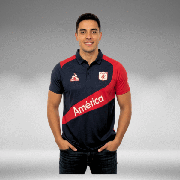 Polo Curva - America - Negro/Rojo